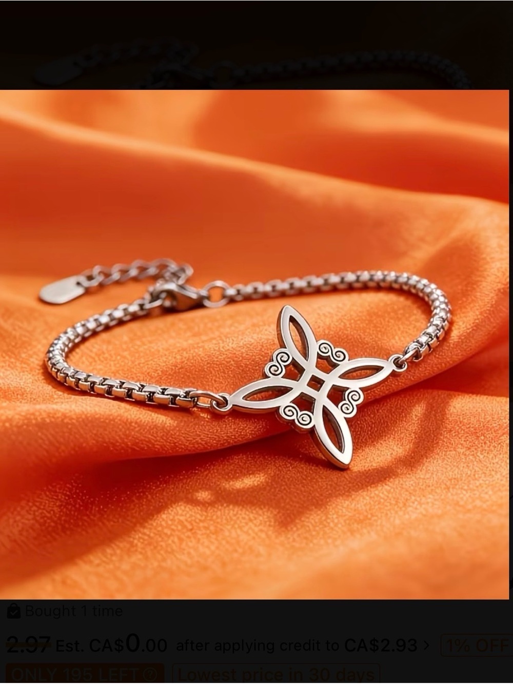 ⭐️ Silvertone Floral Celtic Motif Women's Bracelet New